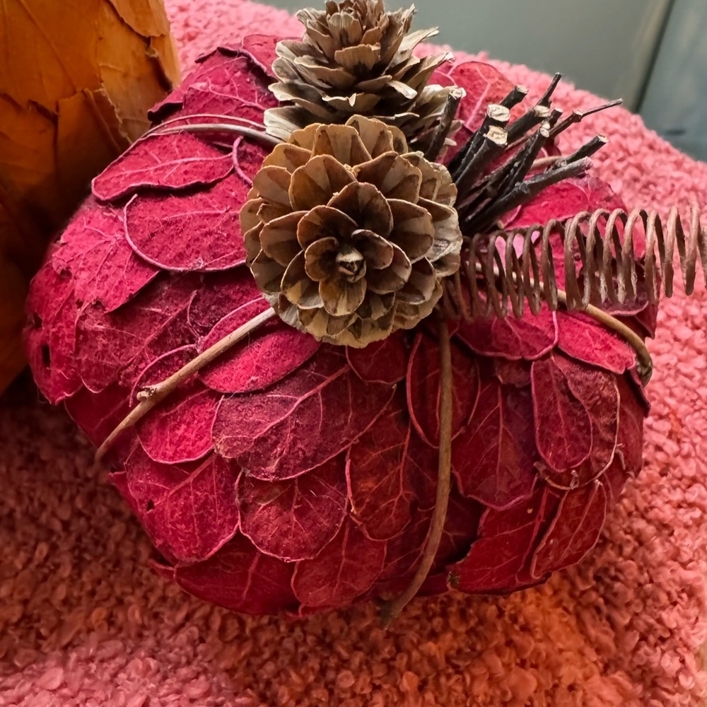 Rustic Orange & Red Leaf Pumpkins set - Picture 3 of 5